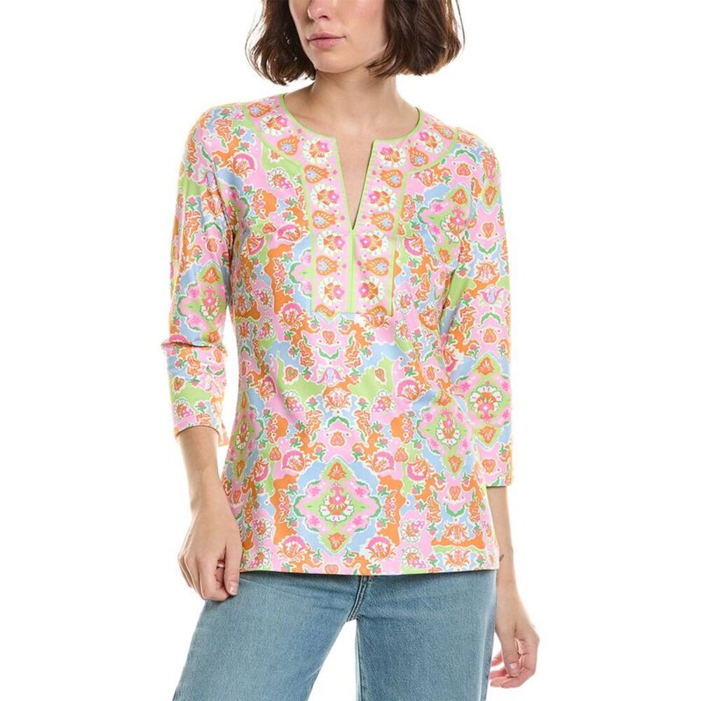Gretchen Scott Womens Jersey Printed Top, Yellow